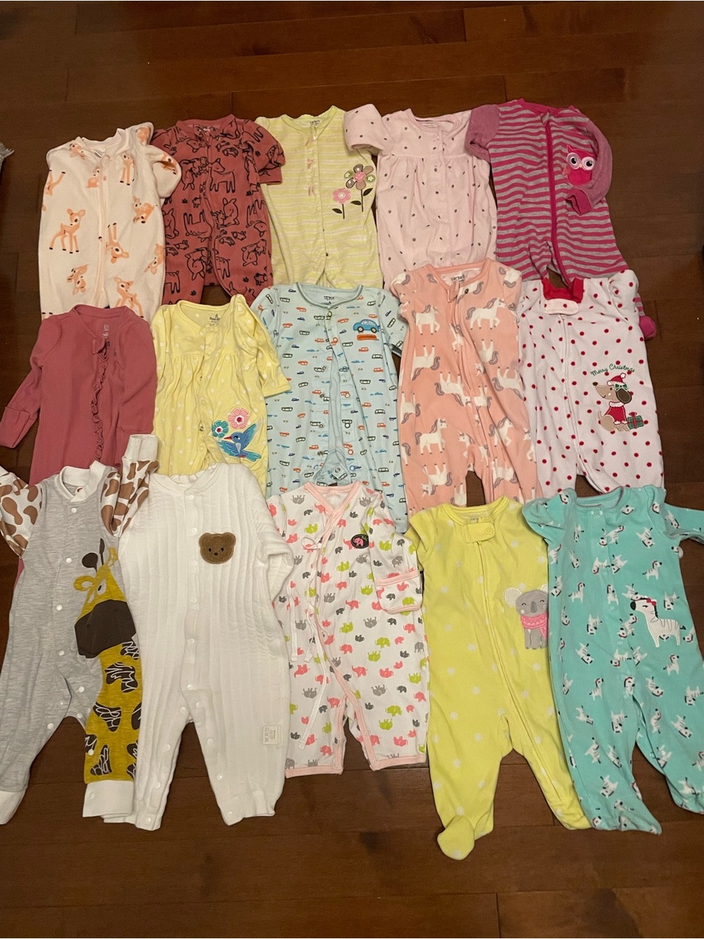 Lot 15 pcs.Assorted Baby girl One-Piece Sleepers size : 3m